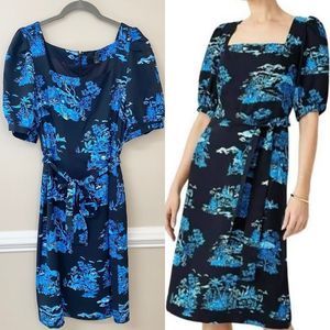 Ann Taylor Square Neck Toille Puff Sleeve Midi Dress - 8P